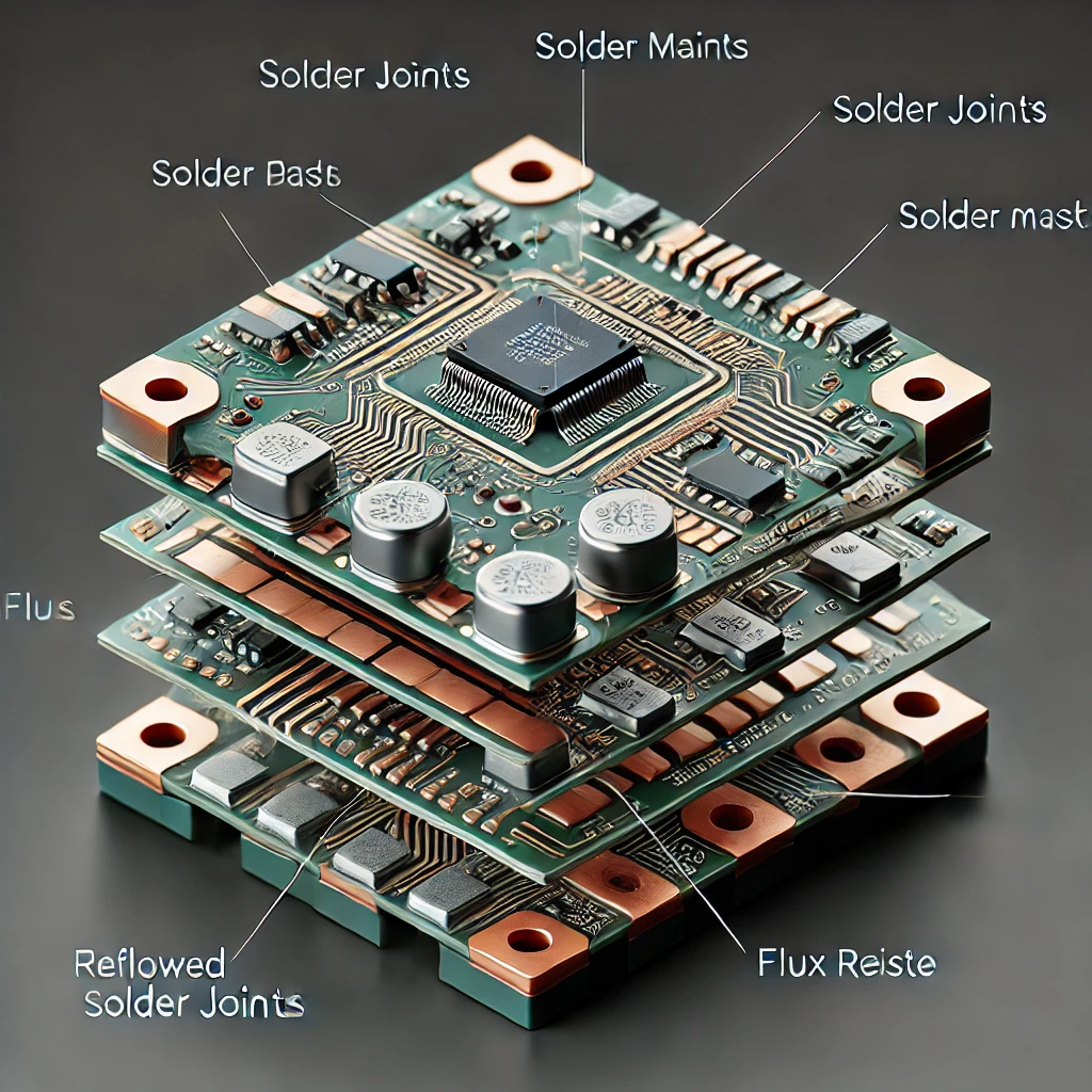 giunzioni saldate su un circuito stampato (PCB)